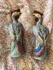 Vintage Asian Oriental Figurines Antique 8   x2 5    Roosters Pair