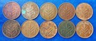 Lot Of 10 Israel Palestine British Mandate 1 Mil Coins 1927-1946 - Lower Grades