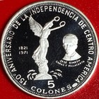 1971 El Salvador 5 Colones Silver Proof Independence Liberty Statue Canas Bust 