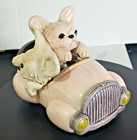 French Bulldog dogs Driving Convertible Car handmade pat Bartlett figurine ooak 