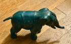Vintage Antique Blue Metal Elephant Coin Bank