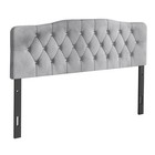 Upholstered Queen Size Headboard Only Silver Gray Adjustable Hgt Diamond Tufted