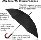 Classic Umbrella Automatic Open Wooden Stick Windproof Folding Rain Black Strong