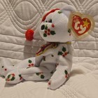Ty Beanie Babies 1998 Holiday Teddy White Bearplush Holly Santa Hat Mwmt Retired