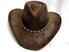 Brown Cowboy Pinched Front  Cattleman Faux Suede Western Express New Medium