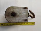 Antique Wooden Block   Tackle  Single Wood Wheel   Hook Farm Pulley Decor