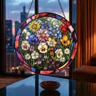 Wildflower Stained Glass Suncatcher  Botanical Window Decor