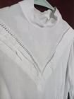 Vtg White Blouse Top Embroidered Cotton Carry Back 80s Victorian Romantic Small