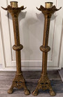  pair Of Antique Brass Candle Sticks 