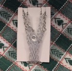 Silver Tone Fox Pendant Necklace Blue Marquise Crystal Clear Accent Animal Charm