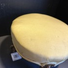 Vintage Foot Stool Ottoman Wood Vanity Bench Cream Upholstery Round  p