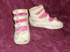 Antique Victorian Baby Childrens Button Shoes-c1800s-1900s Edwardian White