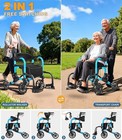 Flyingjoy 2in1 Rollator Walker  Foldable Transport Chair