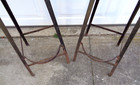 Matched Pair Of Heavy Iron Base  Wood Seat  Industrial Stools  31  Height   