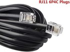 25 Ft Telephone Extension Cord Rj11 Plug With Coupler   20 Cable Clips Black