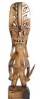Vintage Wood Tiki Warrior Man Figurine Hand Carved Mayan Aztec 14  Tall Hawaii