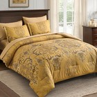 Mybedsoul Gold Comforter Set King Size  7 Pieces Damask Bed In A Bag Set   Li   