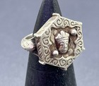 Ancient Old Rare Unique Bactrian Period Roman King Face Solid Sliver Ring