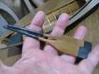 Vintage Handmade Miniature Wooden Row Boat  Model Solid Wood With Ores