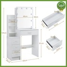 Dressing Table W  10 Led Sliding Mirror   Stool Vanity Set Makeup Desk 4 Drawers