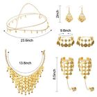 Belly Dance Jewelry Set Women Belly Dance Gold Sequins Head Chain Coins Necklace
