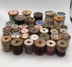 Lot Of 38 Vintage Mainly Wooden Sewing Thread Spools Craft Cottage Core Staging