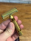 Vintage 1934 Gillette Aristocrat Gold Safety Razor Christmas Deluxe Brass Box