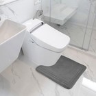 Grey Bathroom Rug Set Of 2 Memory Foam Bath Mat And U-shaped Contour Toilet 