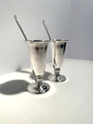 United States Lines Parfait Stand Silver Soldered With Spoons  pair 