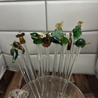 Vintage Hand Blown Art Glass Swizzle Cocktail Mixer Variety Lot Of 13
