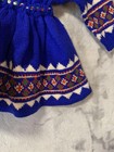 Vintage Norwegian Knit Dress Girl Small Wool Sami Pattern Silver Clasps Pom Flaw
