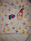 Vintage Lot Of Clown Cake Toppers 30 Small Clowns   A Big Clown   Balloons