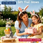 Solar Rabbit Garden Statue With Led Lights  Outdoor Bunny Figurine Decor  Waterp