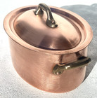 Vintage 8 1inch Oval Copper Cocotte W Lid Made In France Tin Lining 3 3lbs