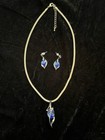 Sterling Silver And Blue Crystal Necklace Earring Set