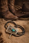 Vtg Navajo Southwest Sterling Silver Turquoise Coral Bolo Tie Native American
