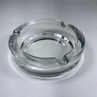 Vintage Round Clear Glass 3 Notch Ashtrays Set Of 2 Antique Kitchenware Smoking