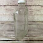 Vintage Refrigerator Water Bottle  Quart Ribbed Clear Glass Wrong Lid Fits