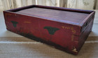 Antique Original Primitive Large Hand Carved Wood Candle Box Hand Painted Design