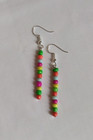 Multicolor Glass Bead Stick Earrings Handmade Silver Tone Drop Hook Boho Chic 