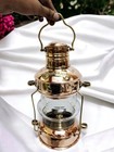 Antique Copper Oil Lamp For Home Decor  Vintage Kerosene Ship Lantern  Natural
