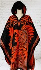 Mexican Poncho Calendario Azteca With Hoodie Size Fits All Sarape Double Sided
