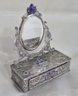 Antique Silver Miniature Vanity Dressing Table   Mirror  Filigree   Enamel Work 