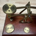 Vintage Brass And Wood Postal Balance Scale Made In England Warranted Accurate