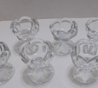 Vintage Set Of 8 Clear Glass 6 Panel Colonial Salt Cellars