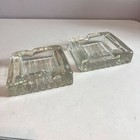 Vintage Mid Century Modern Glass Ashtrays Pair Of Heavy Clear Glass Ashtrays Mcm