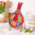Talavera Large Spoon Rest Red Multicolor 9    Hand Painted Mexican Pottery