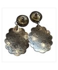 Hand Tooled Vintage Concho Native American Navajo Sterling Silver Earrings