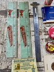 Vintage Junk Drawer Lot Advertising  Coins  Laundry Sprinkler  Mayfield Pins 