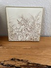 Vtg Otagiri Set 6 Coasters W Case Cream   Cold Floral Accent Lacquer Square Mcm